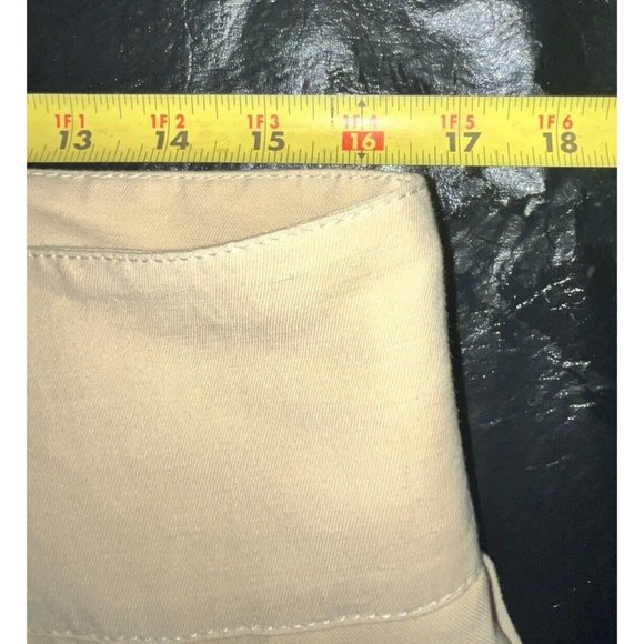 Linen Blend Pleated Skirt Big Zipper Khaki Tan Flare Western Boho Size 12 Greece - Picture 7 of 9